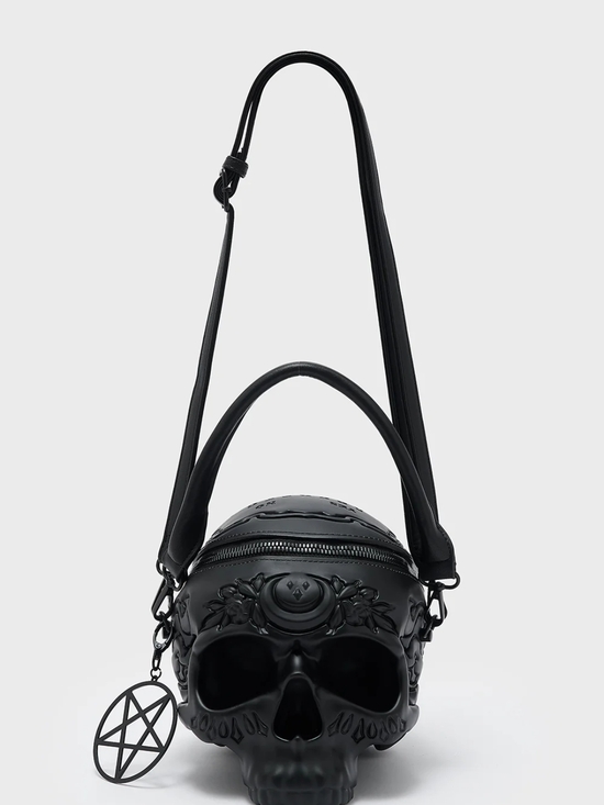 Killstar Handbags - Killstar Black Skull Crossbody Bag with Pentagram Charm